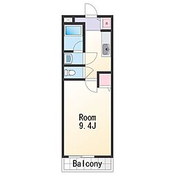 JR阪和線 紀伊中ノ島駅 徒歩10分の賃貸アパート 2階1Kの間取り