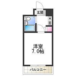 ジョイス長居 2階1Kの間取り