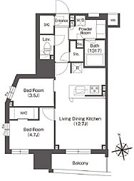 コンフォリア東上野 12階2LDKの間取り