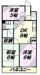 エシール所沢2号館 3DKの間取図画像