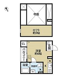 さくらハウス 1階ワンルームの間取り