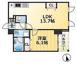 ADRESS SHINKOBE 4階1LDKの間取り