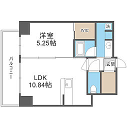 CREST西新 1LDKの間取図画像