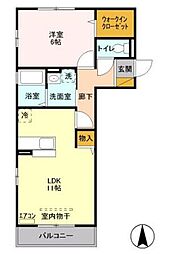 アルテシア雅2 1LDKの間取図画像