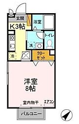 ノーブル富里 1Kの間取図画像