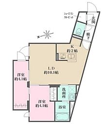 グローリオシェルト杉並方南町 2LDKの間取図画像