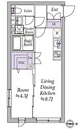 アトリオフラッツ日暮里 4階1LDKの間取り