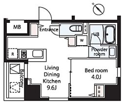 ディアワンコート王子飛鳥山 7階1LDKの間取り