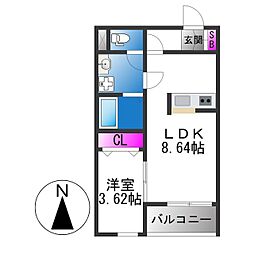 Fstyle東大阪本庄2号館 1LDKの間取図画像