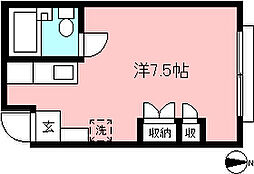 コーポ滝 2階ワンルームの間取り