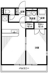 アムール ルネ 2階1LDKの間取り