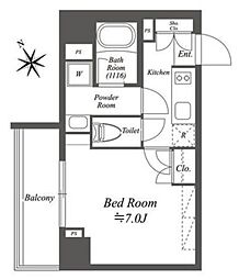 ブライズ白金台 5階1Kの間取り