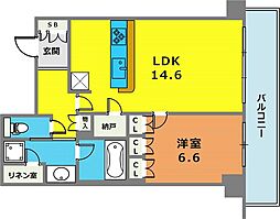 ザ・パークハウス神戸ハーバーランドタワー 1409 14階1SLDKの間取り