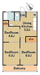 井上ハイツ 3DKの間取図画像
