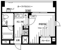JR山手線 田端駅 徒歩9分の賃貸マンション 6階1Kの間取り