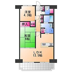 ルピナス泉大津 2LDKの間取図画像