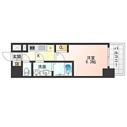 JR東西線 海老江駅 徒歩3分の賃貸マンション 15階1Kの間取り