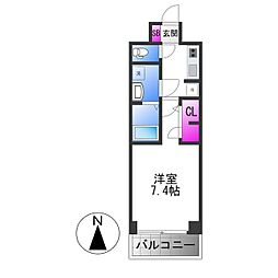 S-RESIDENCE高井田central 6階1Kの間取り