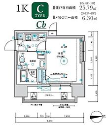 ＭＡＸＩＶ八王子ＴＲＥ 11階1Kの間取り