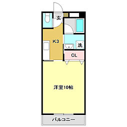 メゾンロンドゥトワ 1Kの間取図画像