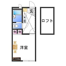 レオパレス美原東2 1Kの間取図画像
