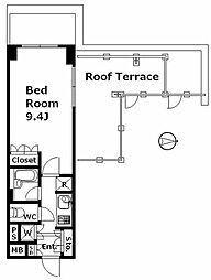 グローリオ大井町 6階1Kの間取り