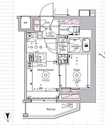 JR京浜東北・根岸線 王子駅 徒歩4分の賃貸マンション 9階1DKの間取り