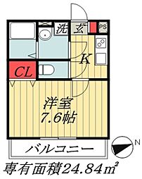 東京メトロ東西線 原木中山駅 徒歩8分の賃貸アパート 1階1Kの間取り