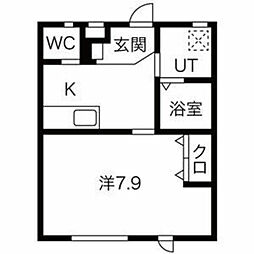 メゾングラッド 1Kの間取図画像