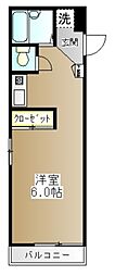 ロジュマンF 2階ワンルームの間取り