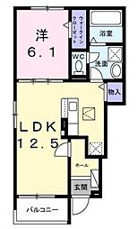 ガーデンコート なかつ 1階1LDKの間取り