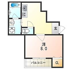 JR東海道・山陽本線 茨木駅 徒歩11分の賃貸アパート 3階1Kの間取り