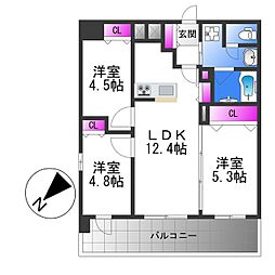 Grand　Luce 9階3LDKの間取り