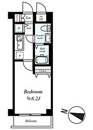 メインステージ多摩川 1Kの間取図画像