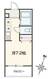 MELLAS北与野 ワンルームの間取図画像
