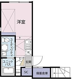 ＢＥＬ ＦＩＯＲＥ ＳＡＮＣＨＡ 1階ワンルームの間取り