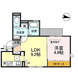 ディアコート須磨 1LDKの間取図画像