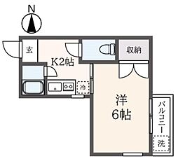 コーポ加藤 1階1Kの間取り