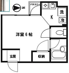 AQUA de VILLA 3階ワンルームの間取り