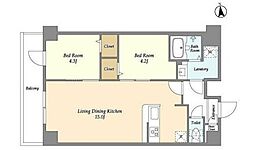 コンフォリア西尾久 9階2LDKの間取り