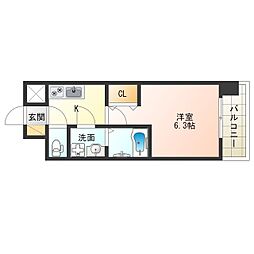 JR大阪環状線 福島駅 徒歩12分の賃貸マンション 7階1Kの間取り
