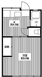 ハイム宮仲 1階1Kの間取り