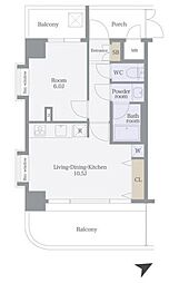 エクセルシオール港区海岸 1LDKの間取図画像