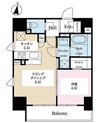 テラス文京本郷 1LDKの間取図画像