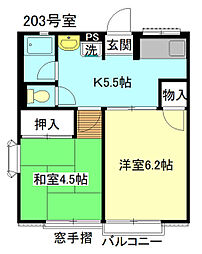 シティハイムトキコ 2Kの間取図画像