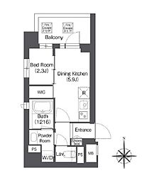 コンフォリア森下サウス 7階1DKの間取り