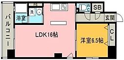 博多プレイス 1LDKの間取図画像
