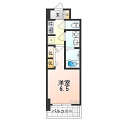 南海高野線 堺東駅 徒歩12分の賃貸マンション 6階1Kの間取り