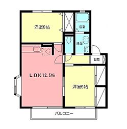 ボナールハウスI 2階2LDKの間取り