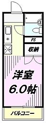 JR中央線 高尾駅 徒歩23分の賃貸マンション 1階1Kの間取り